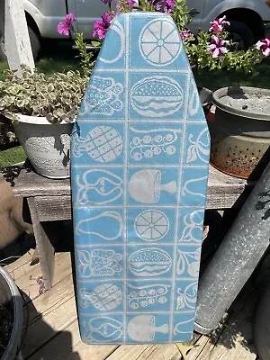 Vintage Retro Table Top Ironing Board Blue Fruits And Vegetable Pattern 32x12 • $15