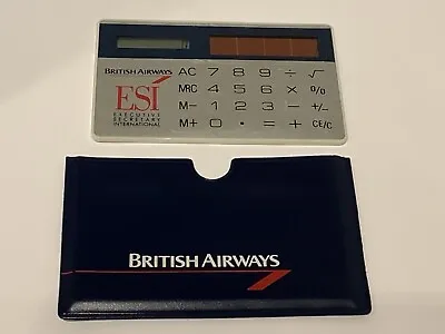 £12.50 • Buy British Airways ESI Exec Sec Int Credit Card Size Solar Calculator - Landor Case
