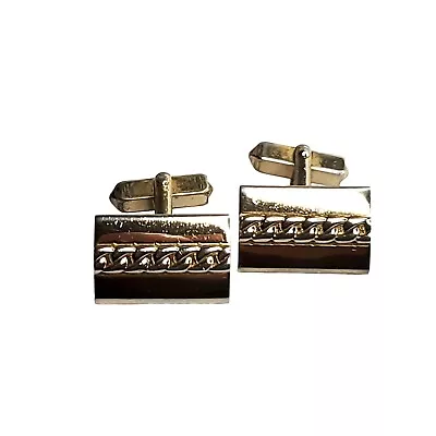 Vintage Swank Goldtone Rectangle Chain Link Cufflinks • $9.95