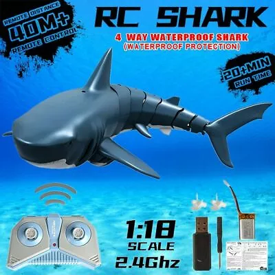 2.4G RC Shark Underwater Submarine Electric Boat Whale Prank Toy Waterproof AU • $47.67