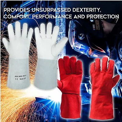 Welding Gloves Heat Resistant BBQ/Oven/MIG/TIG Welder Welder Gauntlets • £5.22