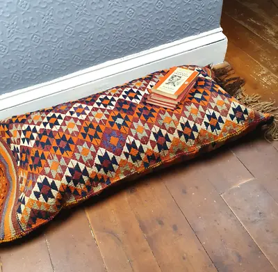 Vintage Kilim Tapestry Long Floor Cushion Cover Double Sided. Bench Cushion • £140
