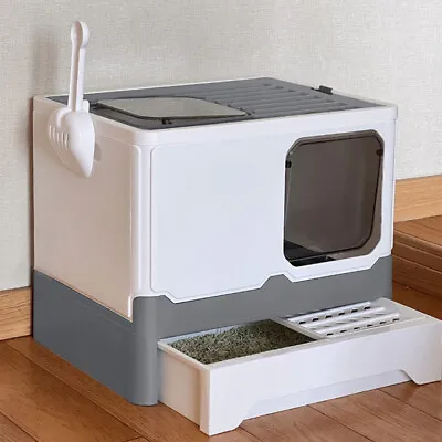 Cat Litter Box Self Cleaning Large Cat Pan Drawer Anti-Splashing Cat Potty Tray • £18.94