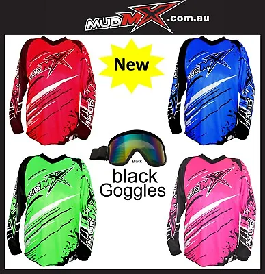 Motocross Jersey +  GOGGLES Dirt Bike Gear MX Youth Off-road/BMX Kids/Junior • $33.50