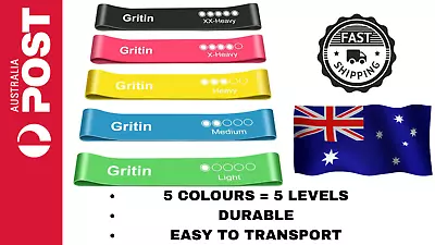 Resistance Bands [Set Of 5] Skin-Friendly Resistance Fitness Exercise Loop Band • $21.95