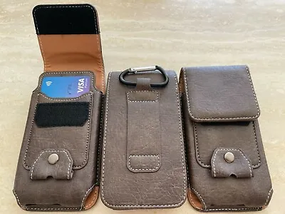 $19.98 • Buy For IPhone 13 Pro Max Brown Leather Card Slot Waist Belt Clip Loop Case Holster