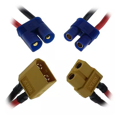 XT60 XT90 EC2 EC3 EC5 RC Connectors On Silicone Leads Wire Cable UK Seller • £2.50