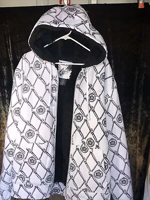 RARE VOLCOM SKATER HOODIE FUR LINED ZIP UP SIZE XL WHITE BLACK Y2k HEAVY • $249