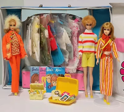 Vintage 1960s Barbie And Francie Doll LOT W/Clothes Accessories & Case  • $265