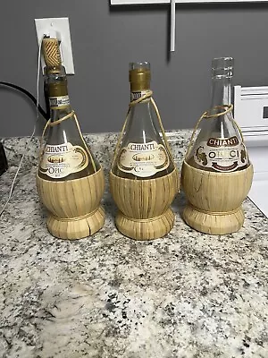 3 Vintage Chianti OPICI Wicker Wrap Glass Wine Bottle • $30