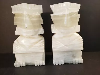 Mexican Marble Book Ends Totem Pole Type 7.75  Tall Vintage 190oz • $44.99