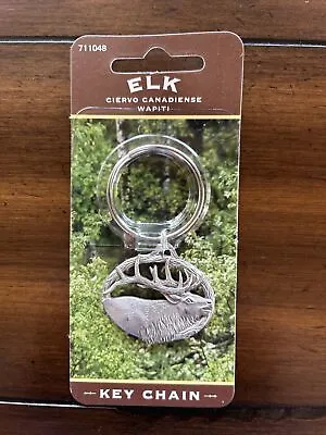 NEW PEWTER Elk HUNTERS KEYCHAIN BY HILLMAN USA • $5