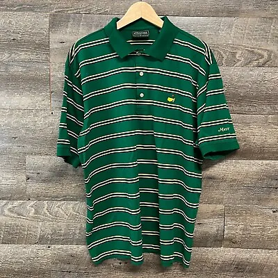 Masters Collection Men's XL 60s Two-Ply Mercerized Green Stripe Golf Polo Shirt • $29.71