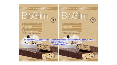 £36.57 • Buy 2 X BioSlim VLCD Bar Cookies & Cream For Dietary Management Weight Loss 5 X 60g