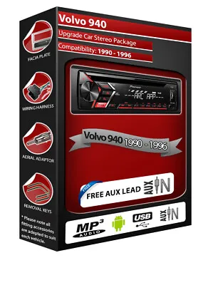Volvo 940 Car Stereo Pioneer CD MP3 Player Radio With Front USB AUX In • $130.63