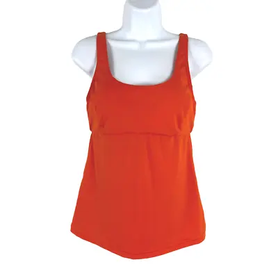 $21 • Buy Prana Rimini Tankini Top Swim Lava Glow Orange Scoop Neck Back Tie Womens Medium