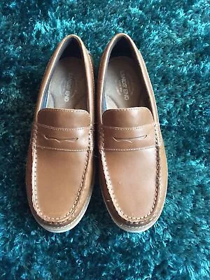 Lands' End Tan  Leather Slip On Comfort Loafers Shoes Men 9 • £17