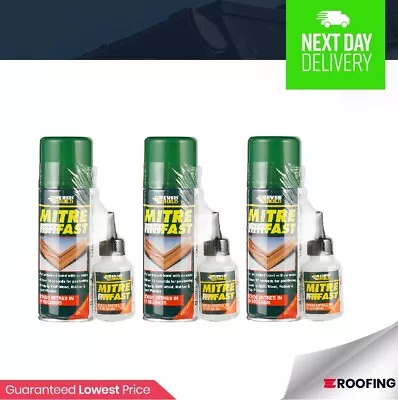 3 X EVERBUILD MITRE FAST 50g SUPERGLUE & 200ML ACTIVATOR • £15.99