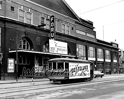 1956 Montreal Forum Outside View With Streetcar Black & White 8 X 10 Photo Pic • $5.99