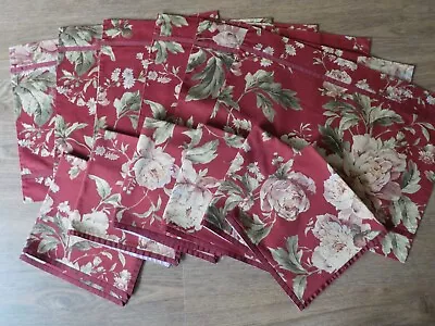 Lot Of (12)  Red Floral Cabbage Rose Napkins & Matching Placemats • $20