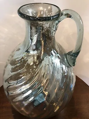 Vintage Mercury Glass Swirled Glass Ornate Decorative Vase/Pitcher • $12