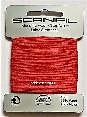 RUST RED Scanfil Thread For Darning & Mending - 55% Wool 45% Nylon 15 Metres • £2.05