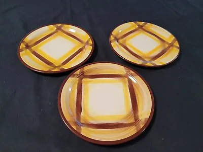 3 Pieces Vernonware Organdie Hand Painted Plaid 6 1/4  Bread And Butter Plates • $9