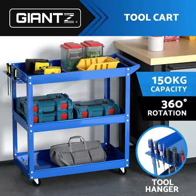 Giantz 3-Tier Tool Cart Trolley Toolbox Workshop Garage Storage Organizer Blue • $59.95