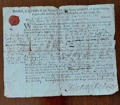 1742 Legal Document Court Ordered Before The Colonies For Theft In Bristol Ma. • $495