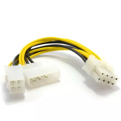 4 Pin ATX & 4 Pin LP4 Molex To 8 Pin EPS Power Adapter Cable 20cm • £3.07