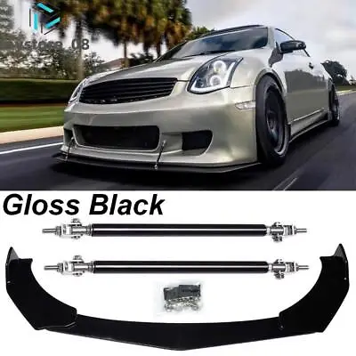 For Infiniti G35 G37 Sedan Coupe Front Bumper Lip Splitter Spoiler + Strut Rods • $39.99