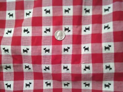 Large Gingham Scotty Dog Print Fabric BTY **OOP   RED & White • $7.50