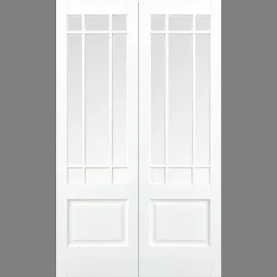 Internal Downham White Finished Rebated Pair Clear Bevelled Glass Doors • £184.99