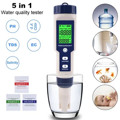 £18.99 • Buy LCD PH Meter Salinity/TDS/EC/PH/Temp Meter Water Quality Tester For Aquarium