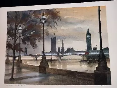 Original George Rennie Westminster London Evening Watercolor/Painting Fabulous!! • $189.63