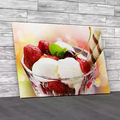 Fruit Ice Cream Sundae Original Canvas Print Large Picture Wall Art • £14.95