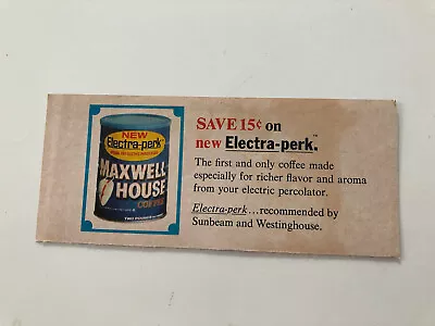 Vintage Maxwell House Electra-Perk Coffee Coupon • $5