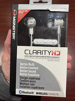 Monster Clarity HD Bluetooth High Performance Wireless Earbuds - White Chrome • $24.95