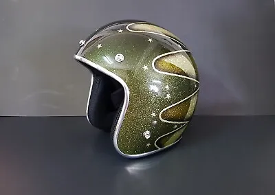 Vintage Style Motorcycle Helmet With Metal Flake • $105