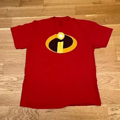 Disney PIXAR The Incredibles 2 Logo T Shirt L Red Superhero Disneyland 90s Y2K • £14.99