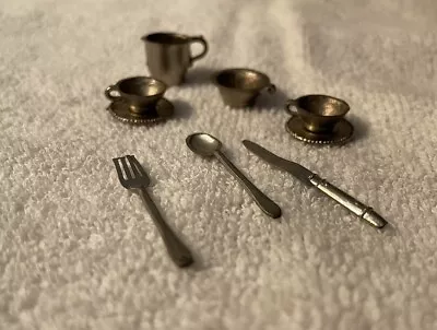 Miniature Dollhouse 1:12 Concord Accessories ‘Brass’ Kitchen Utensils W/Rack NOS • $5
