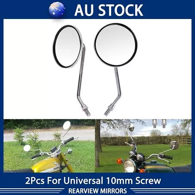 Round Motorcycle Side Mirrors 10mm Chrome For Honda Suzuki Kawasaki Universal AU • $14.70