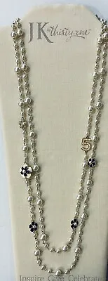 Chanel No. 5 Vintage Faux Pearl Enamel Clover Gold Plated 32”-36” Necklace  • $950