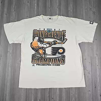 VINTAGE Philadelphia Flyers Shirt Mens Extra Large XL White Starter 90s Hockey • $19.97
