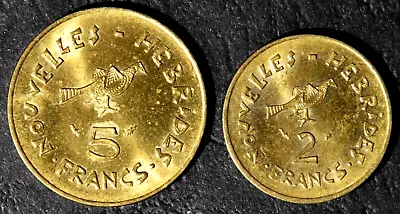 New Hebrides / Vanuatu 1975  •  2fr + 5fr Standard Issue Coins SECOND SERIES • $8.94