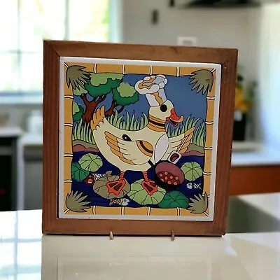 Vintage Colorful Ceramic Duck Trivet Duck Chef Duck Wall Hanging • $7.95