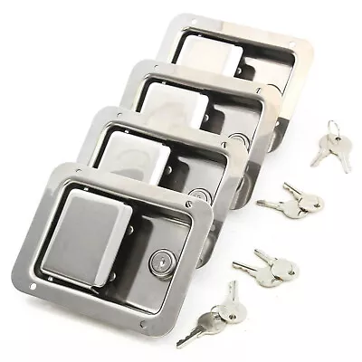 5.5 *4.25  4 Trailer Paddle Door Latch Handle RV Truck Tool Box Lock Steel+Keys • $49.59