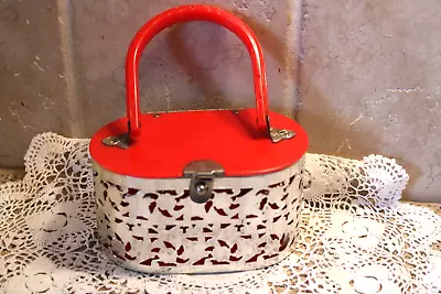 Vintage Child's Red Plastic/Metal Box Style Purse 1950s Pamart Brooklyn NY • $24.99
