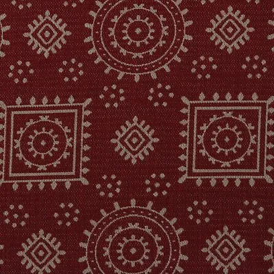 P Kaufmann Eviction Cranberry Red Suzani Geo Jacquard Fabric By The Yard 54 W • $12.99