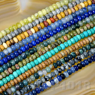 4x6mm & 5x8mm Natural GemStone Rondelle Spacer Loose Beads Strand 15.5  • $6.99